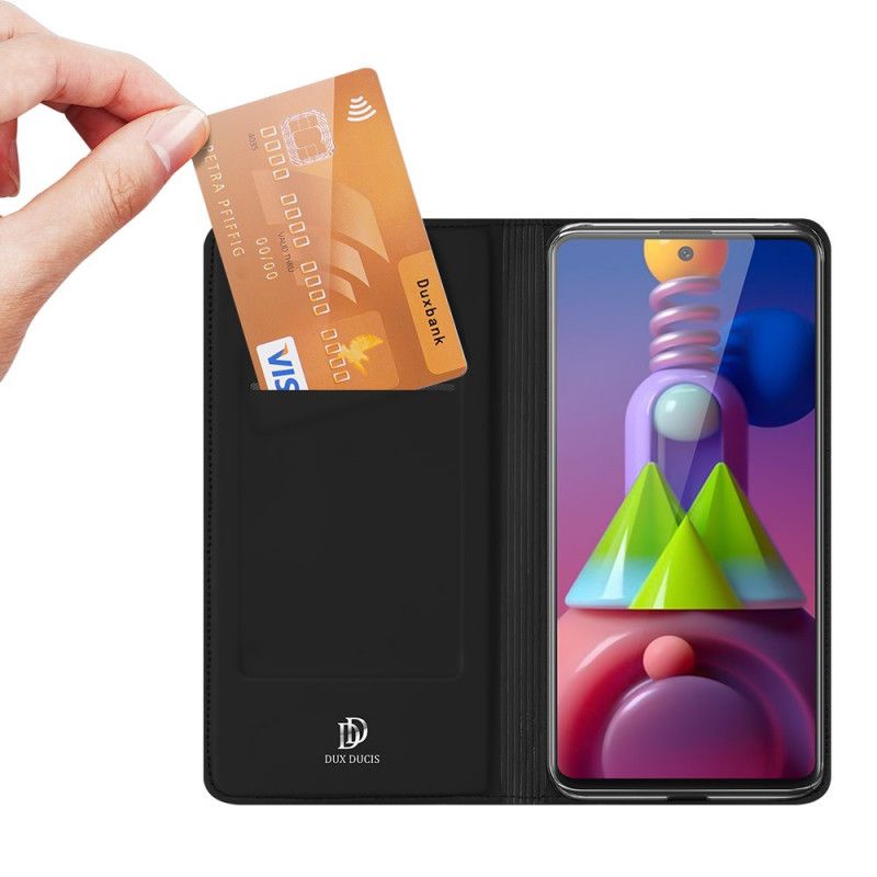 Flip Kotelot Samsung Galaxy M51 Ciemnoniebieski Czarny Skóra Pro Dux Ducis Etui Ochronne