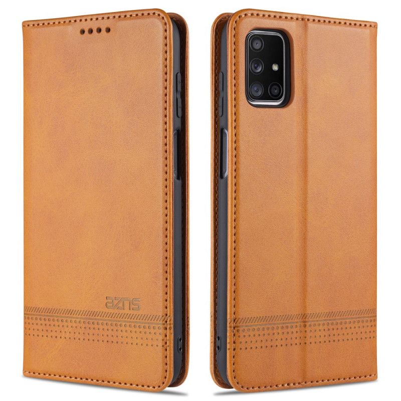 Flip Kotelot Samsung Galaxy M51 Czerwony Czarny Azns Skórzany Styl Etui Ochronne