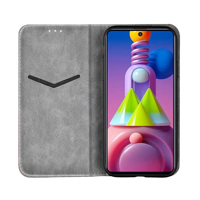 Flip Kotelot Samsung Galaxy M51 Czerwony Szary Etui na Telefon Dwukolorowy Efekt Skóry