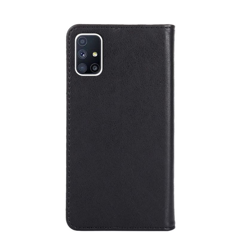 Flip Kotelot Samsung Galaxy M51 Szary Czarny Styl Z Nitami Skórzanymi Etui Ochronne