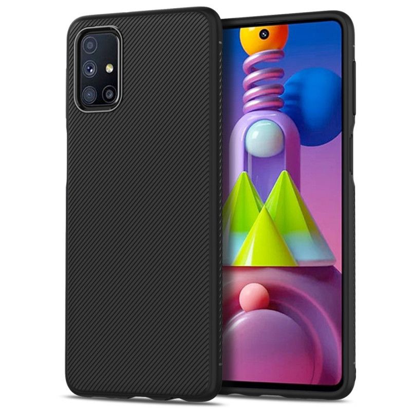 Futerały Samsung Galaxy M51 Granatowy Czarny Skośny Serial Jazzowy