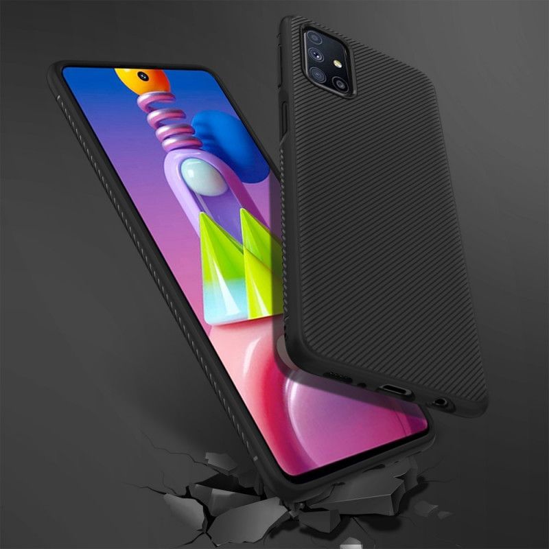 Futerały Samsung Galaxy M51 Granatowy Czarny Skośny Serial Jazzowy