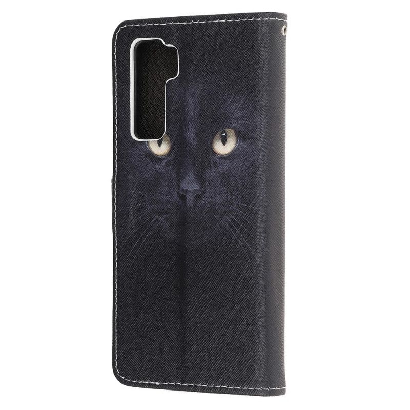 Etui Folio Huawei P40 Lite 5G Czarne Oczy Kota Ze Stringami Etui Ochronne