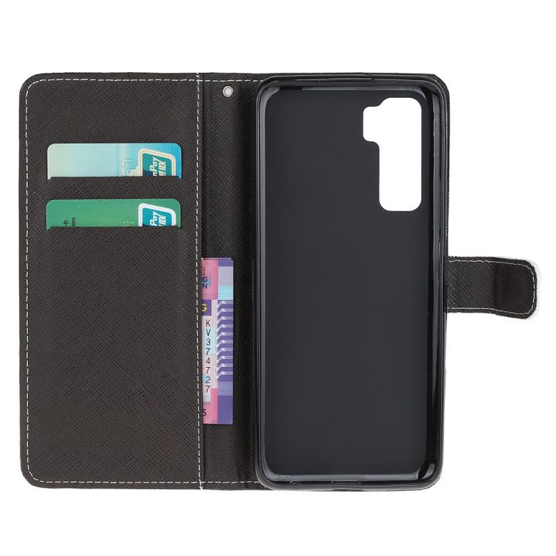 Etui Folio Huawei P40 Lite 5G Czarne Oczy Kota Ze Stringami Etui Ochronne