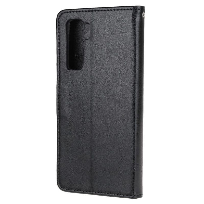 Etui Folio Huawei P40 Lite 5G Czarny Motyle I Kwiaty Etui Ochronne