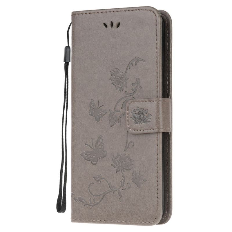 Etui Folio Huawei P40 Lite 5G Czarny Motyle I Kwiaty Etui Ochronne