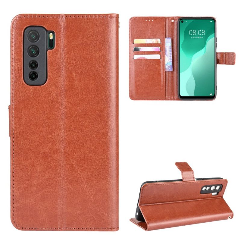 Etui Folio Huawei P40 Lite 5G Czerwony Czarny Efektowna Sztuczna Skóra