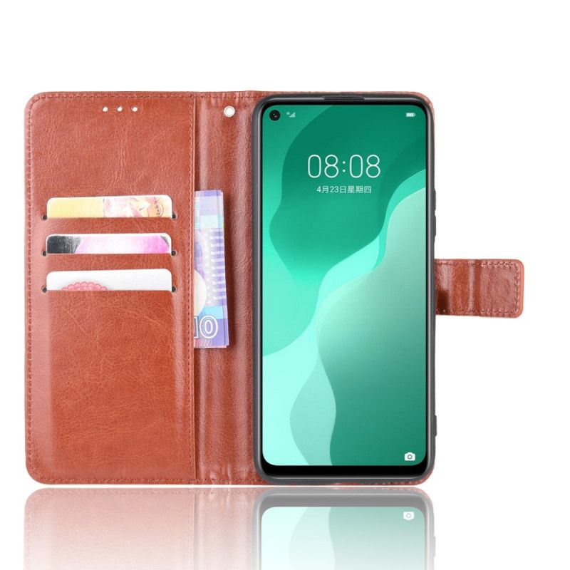 Etui Folio Huawei P40 Lite 5G Czerwony Czarny Efektowna Sztuczna Skóra