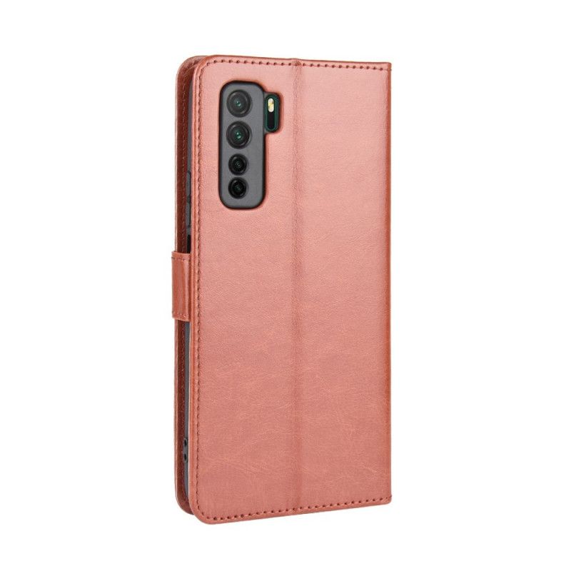 Etui Folio Huawei P40 Lite 5G Czerwony Czarny Efektowna Sztuczna Skóra