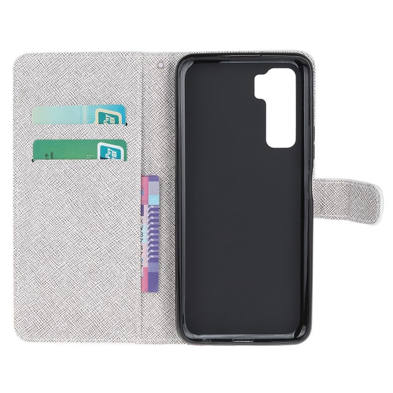 Etui Folio Huawei P40 Lite 5G Diamentowe Motyle Ze Stringami