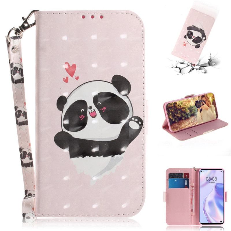 Etui Folio Huawei P40 Lite 5G Miłość Pandy Ze Stringami Etui Ochronne