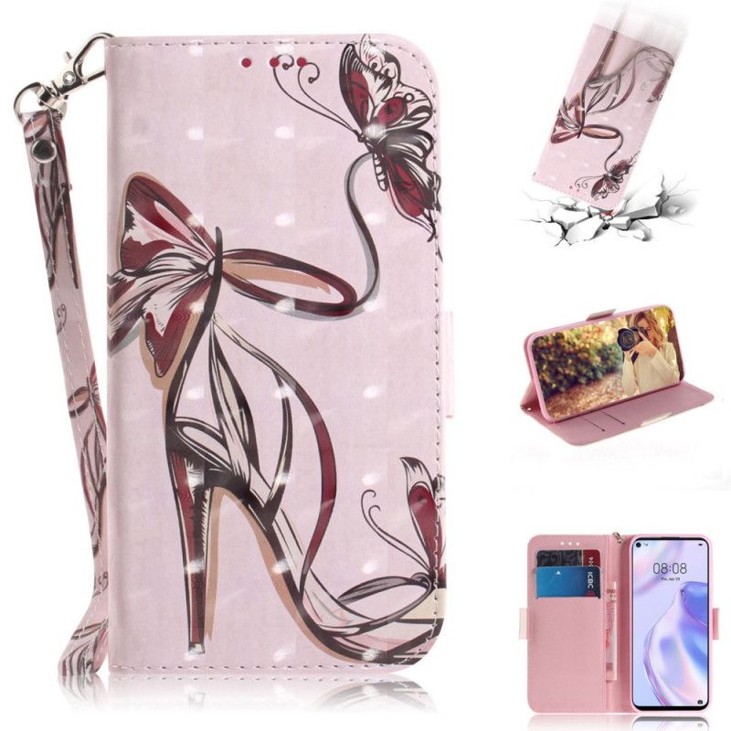 Etui Folio Huawei P40 Lite 5G Pompka Z Paskiem Etui Ochronne