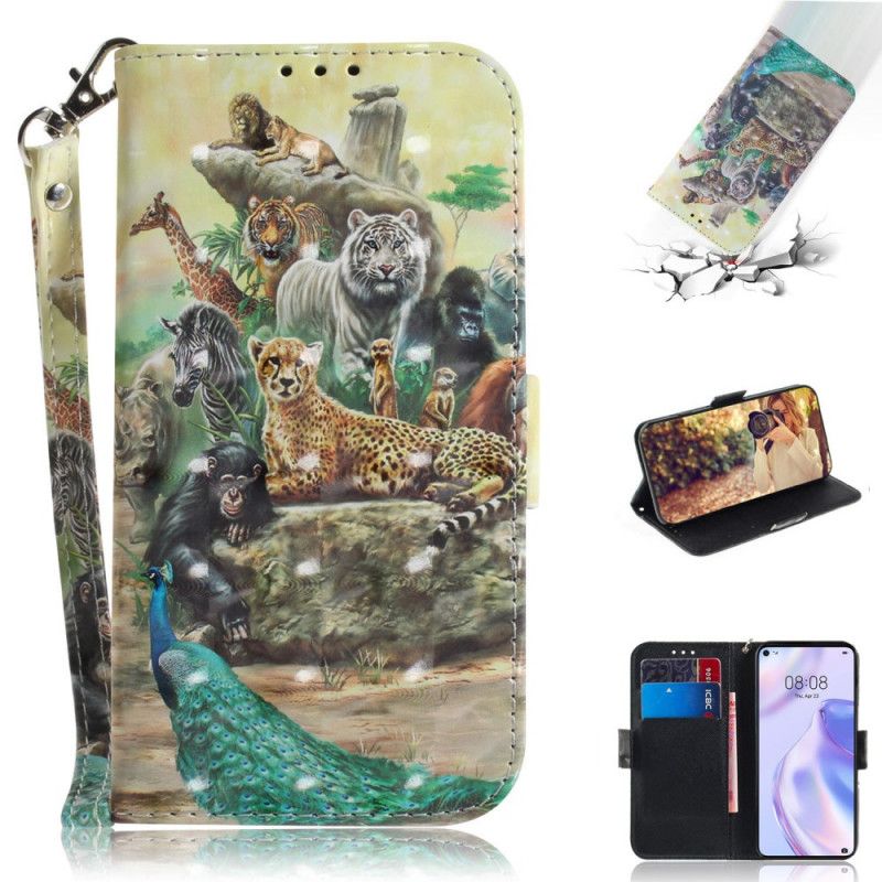 Etui Folio Huawei P40 Lite 5G Zwierzęta Safari W Stringach Etui Ochronne