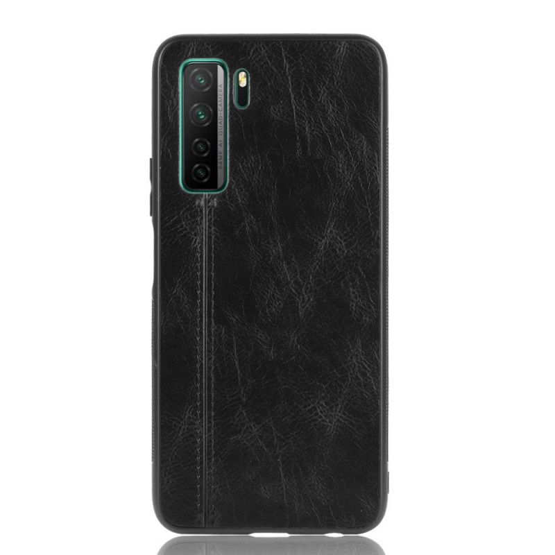 Etui Huawei P40 Lite 5G Czerwony Czarny Szwy W Stylu Skóry Etui Ochronne