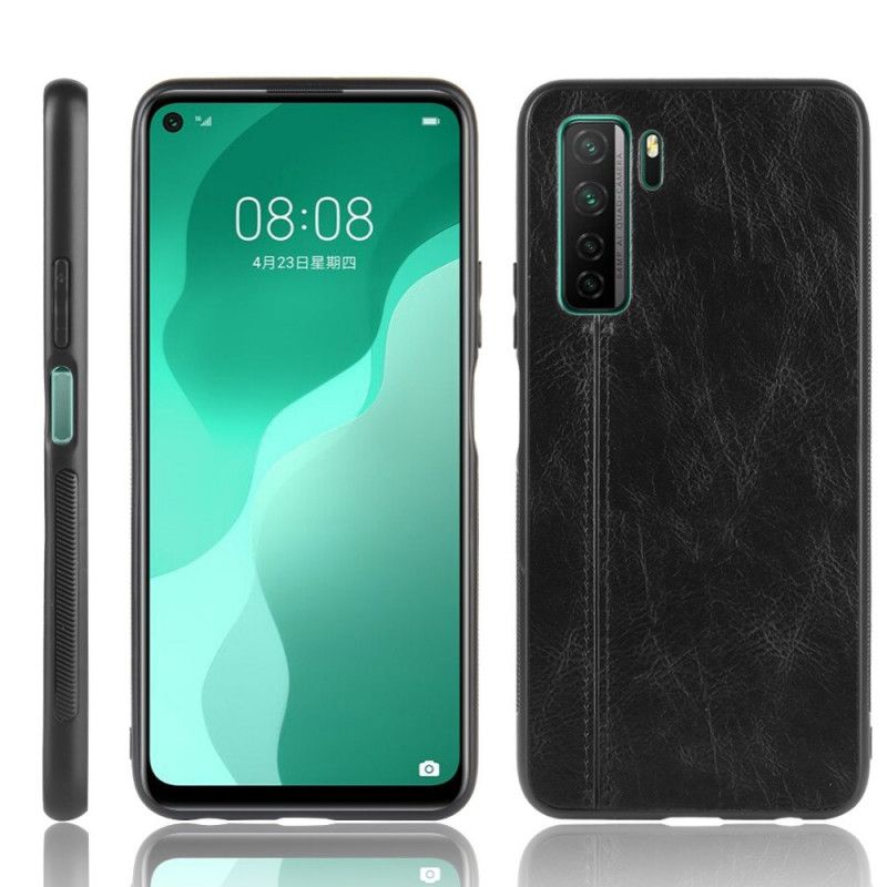 Etui Huawei P40 Lite 5G Czerwony Czarny Szwy W Stylu Skóry Etui Ochronne