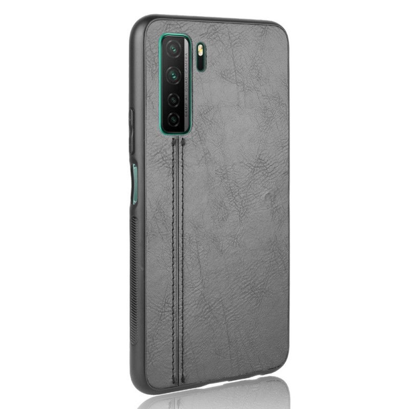 Etui Huawei P40 Lite 5G Czerwony Czarny Szwy W Stylu Skóry Etui Ochronne