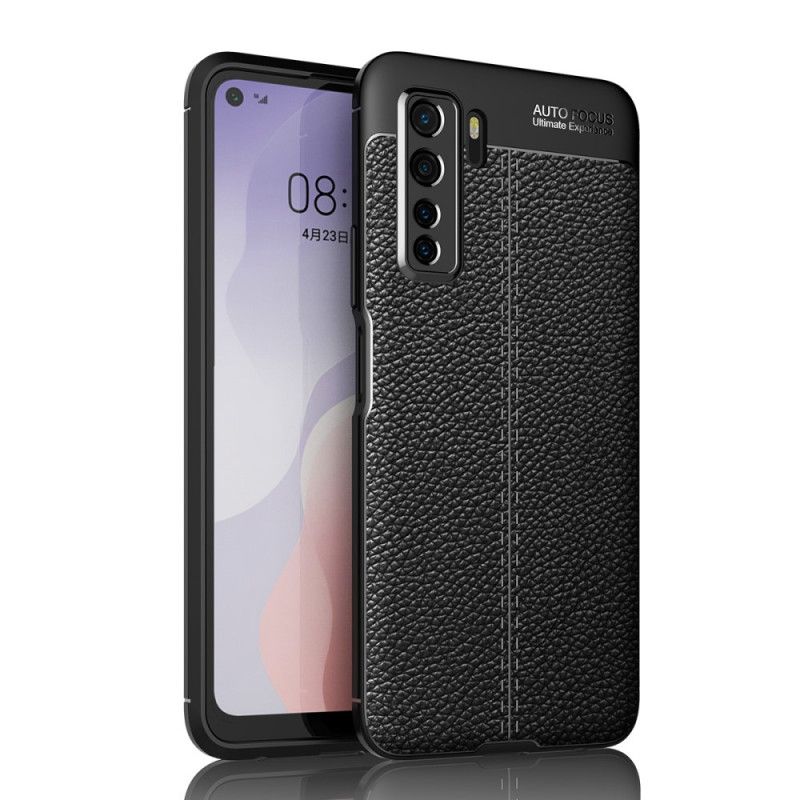 Etui Huawei P40 Lite 5G Czerwony Czarny Tekstura Skóry Liczi