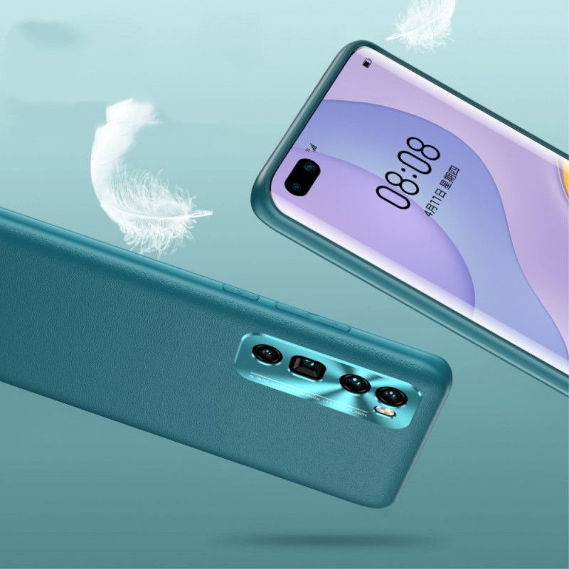 Etui Huawei P40 Lite 5G Pomarańczowy Czarny Kolor Skóry W Stylu Etui Ochronne