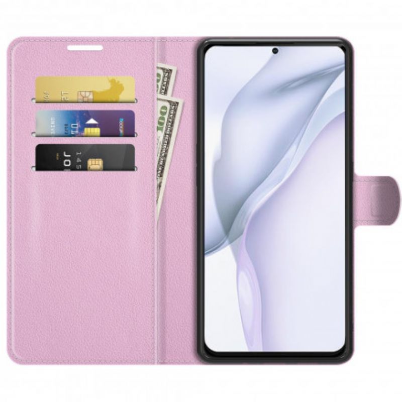 Etui Folio Do Huawei P50 Klasyczny Skórzany Styl Litchi