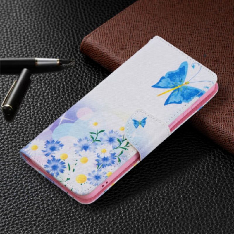 Etui Folio Do Huawei P50 Malowane Motyle I Kwiaty