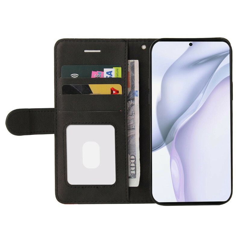 Etui Folio Do Huawei P50 Podpis Dwukolorowa Sztuczna Skóra