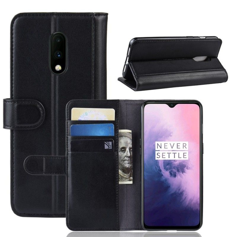 Etui Folio OnePlus 7 Brązowy Czarny Dwoina Skóry Etui Ochronne