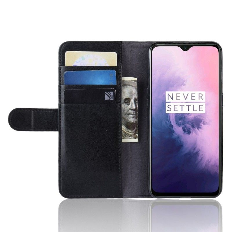 Etui Folio OnePlus 7 Brązowy Czarny Dwoina Skóry Etui Ochronne