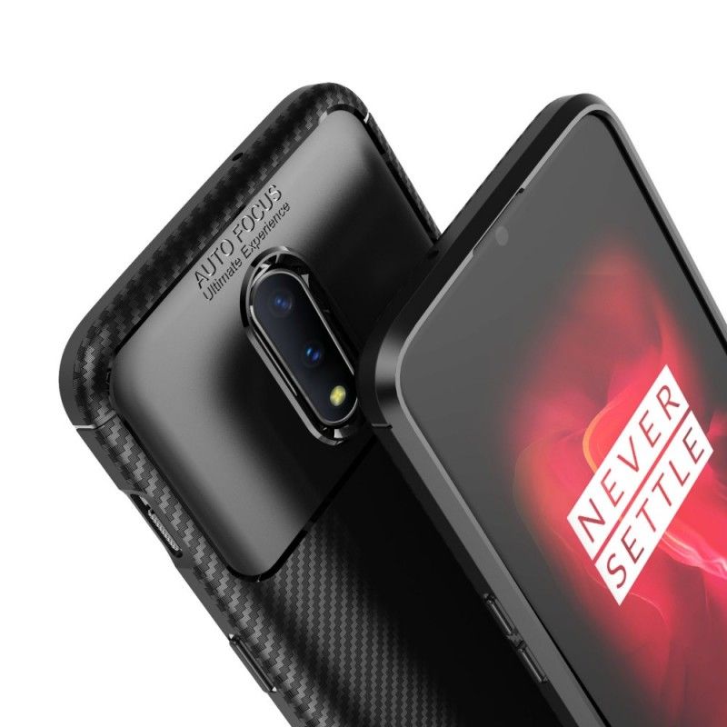 Etui OnePlus 7 Granatowy Czarny Elastyczna Tekstura Włókna Węglowego