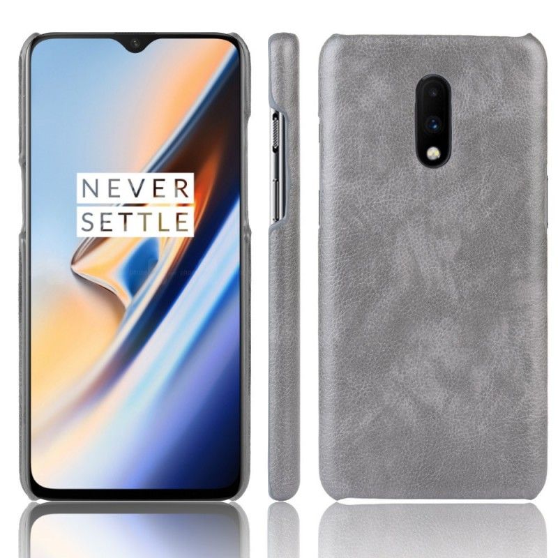 Etui OnePlus 7 Szary Czarny Efekt Skóry Lychee Performance Etui Ochronne