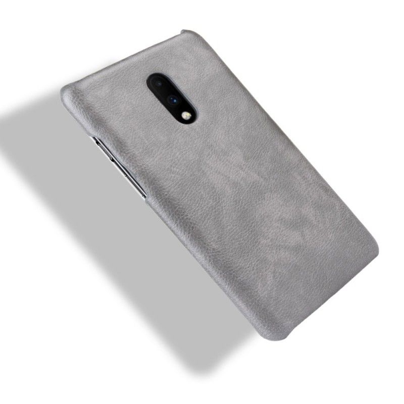 Etui OnePlus 7 Szary Czarny Efekt Skóry Lychee Performance Etui Ochronne