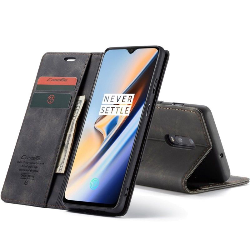 Flip Kotelot OnePlus 7 Granatowy Szary Etui Z Imitacji Skóry