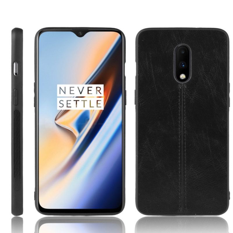 Futerały OnePlus 7 Czerwony Czarny Efekt Szytej Skóry