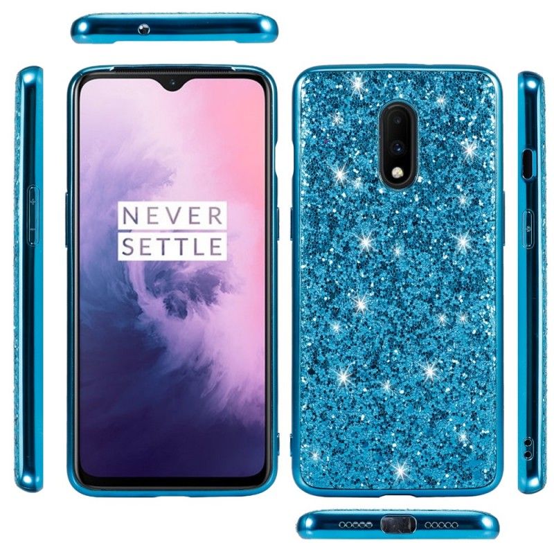 Futerały OnePlus 7 Czerwony Czarny Etui na Telefon Brokat Premium