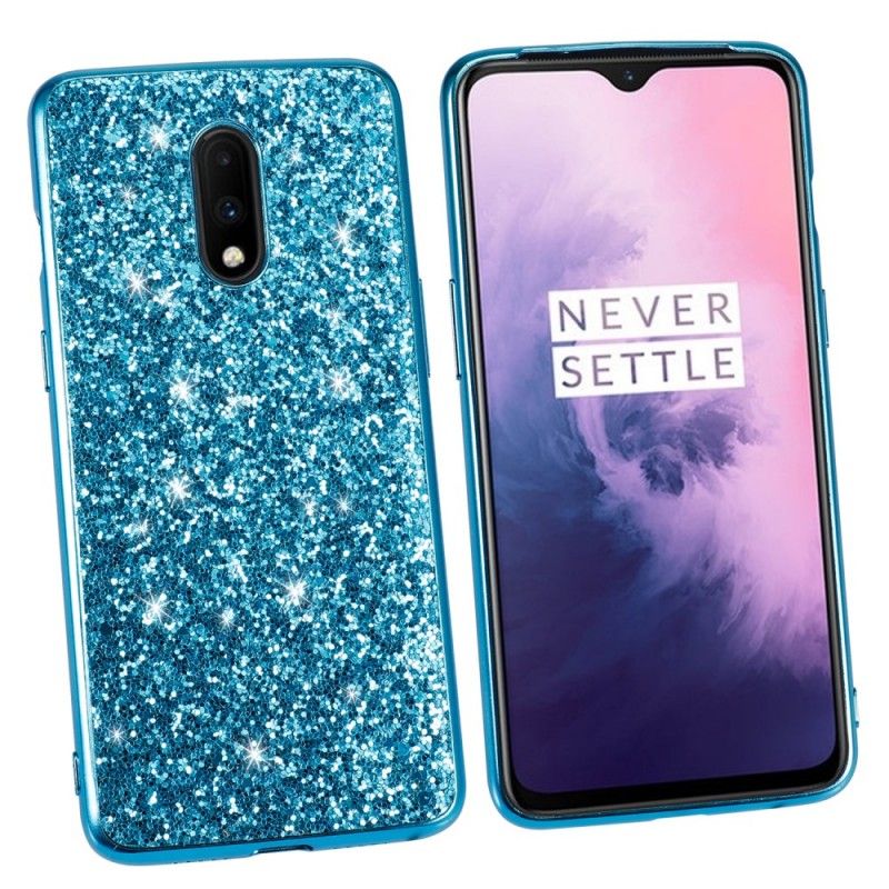 Futerały OnePlus 7 Czerwony Czarny Etui na Telefon Brokat Premium