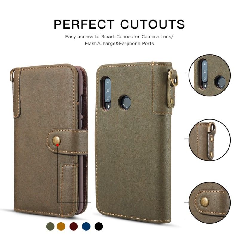 Etui Folio Huawei P30 Lite Czerwony Czarny Dwoina Skórzana W Stylu Retro Etui Ochronne