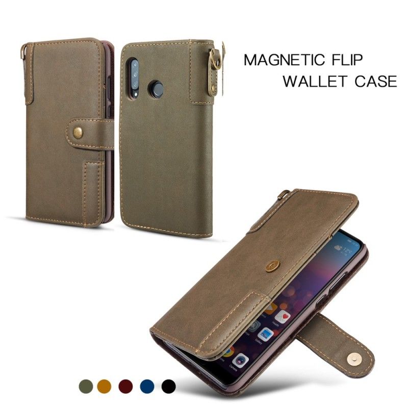 Etui Folio Huawei P30 Lite Czerwony Czarny Dwoina Skórzana W Stylu Retro Etui Ochronne