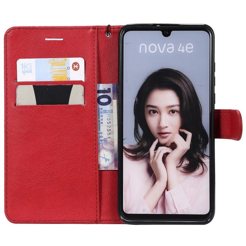 Etui Folio Huawei P30 Lite Czerwony Czarny Efekt Skóry Ze Stringami