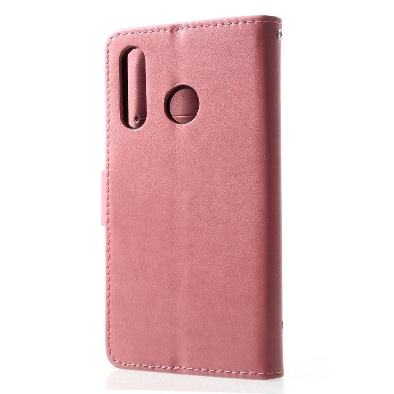 Etui Folio Huawei P30 Lite Czerwony Czarny Motyle I Kwiaty Stringów Etui Ochronne