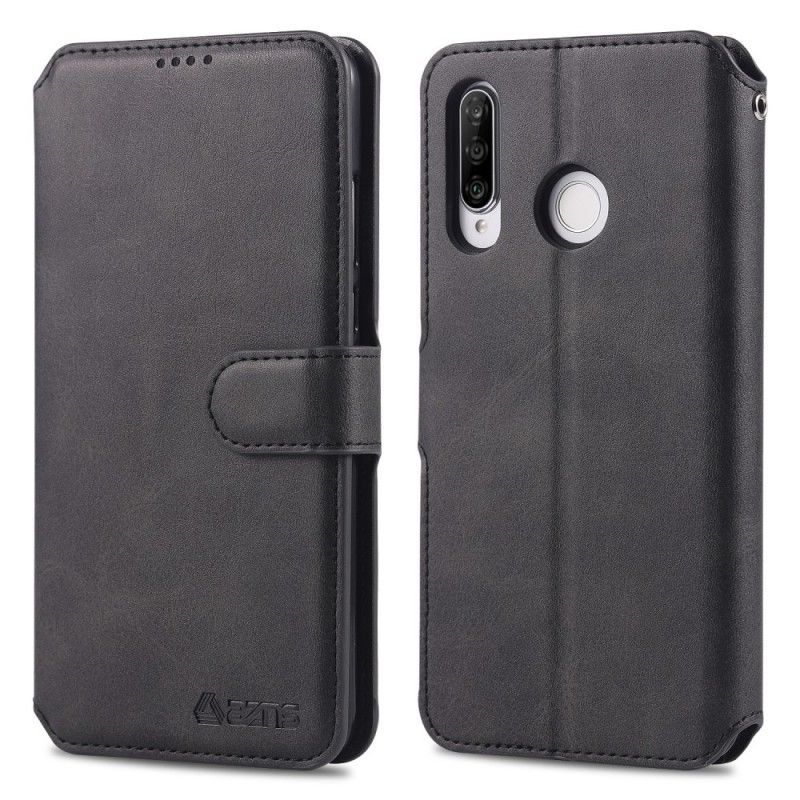 Etui Folio Huawei P30 Lite Czerwony Czarny Retro Azns Etui Ochronne