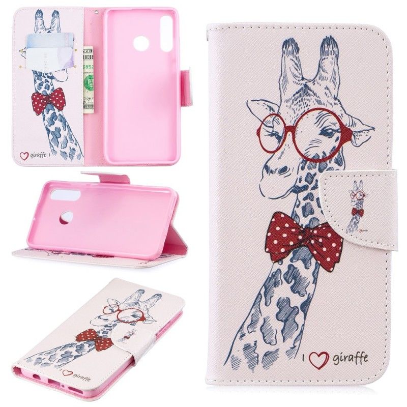 Etui Folio Huawei P30 Lite Nerd Żyrafa Etui Ochronne