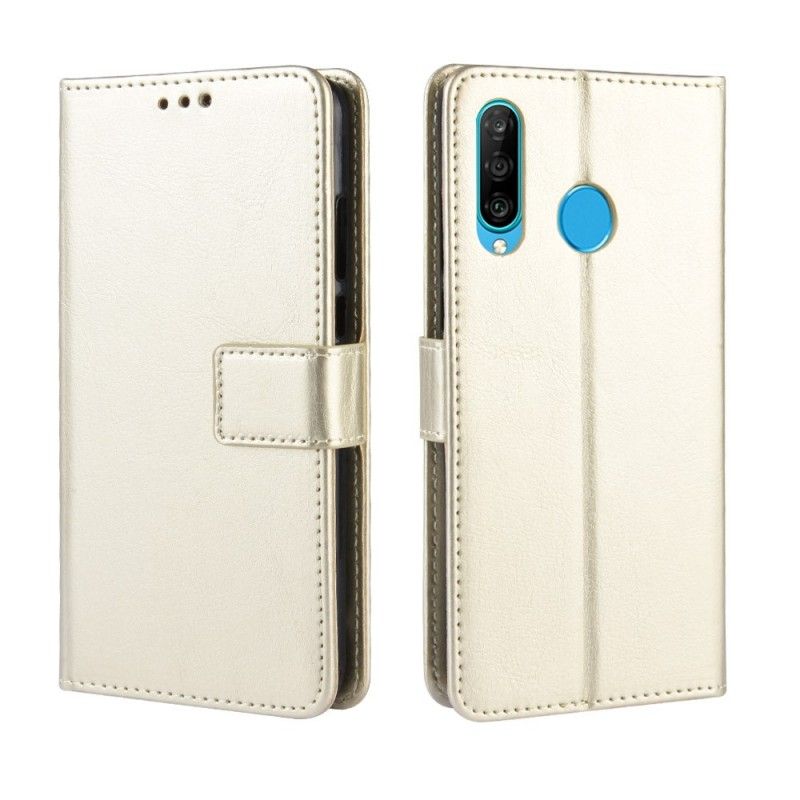 Etui Folio Huawei P30 Lite Szary Czarny Efektowna Sztuczna Skóra Etui Ochronne