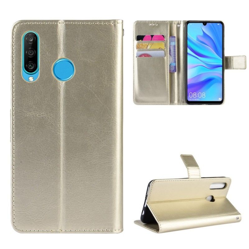 Etui Folio Huawei P30 Lite Szary Czarny Efektowna Sztuczna Skóra Etui Ochronne