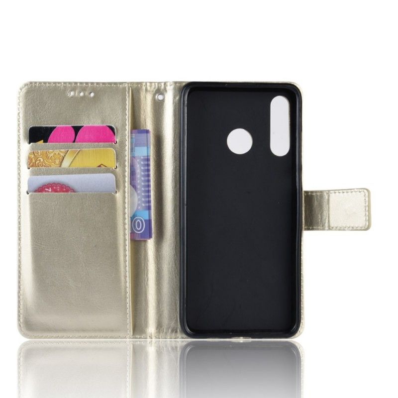 Etui Folio Huawei P30 Lite Szary Czarny Efektowna Sztuczna Skóra Etui Ochronne