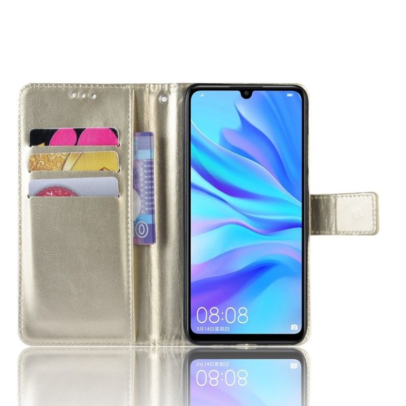 Etui Folio Huawei P30 Lite Szary Czarny Efektowna Sztuczna Skóra Etui Ochronne