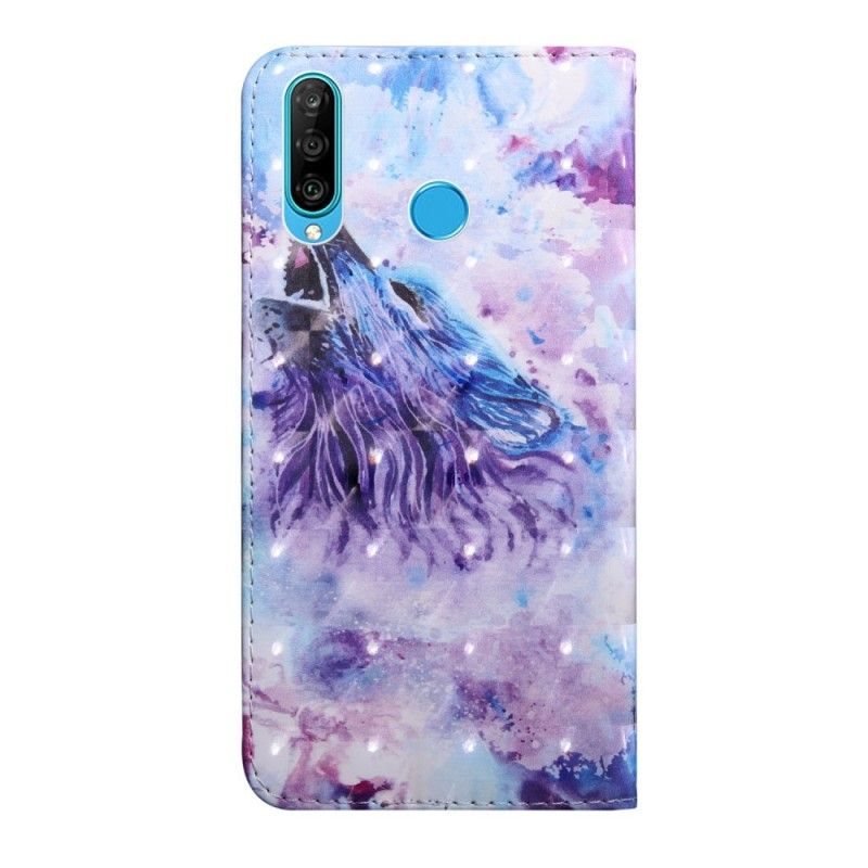 Etui Folio Huawei P30 Lite Wilk Akwarelowy