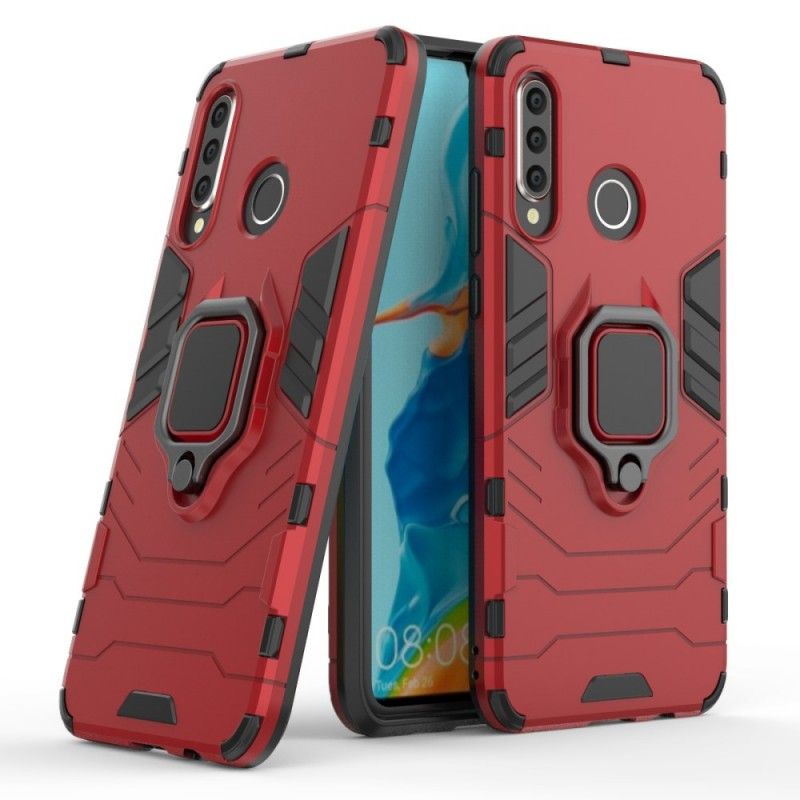 Etui Huawei P30 Lite Czerwony Czarny Pierścień Oporowy Etui Ochronne