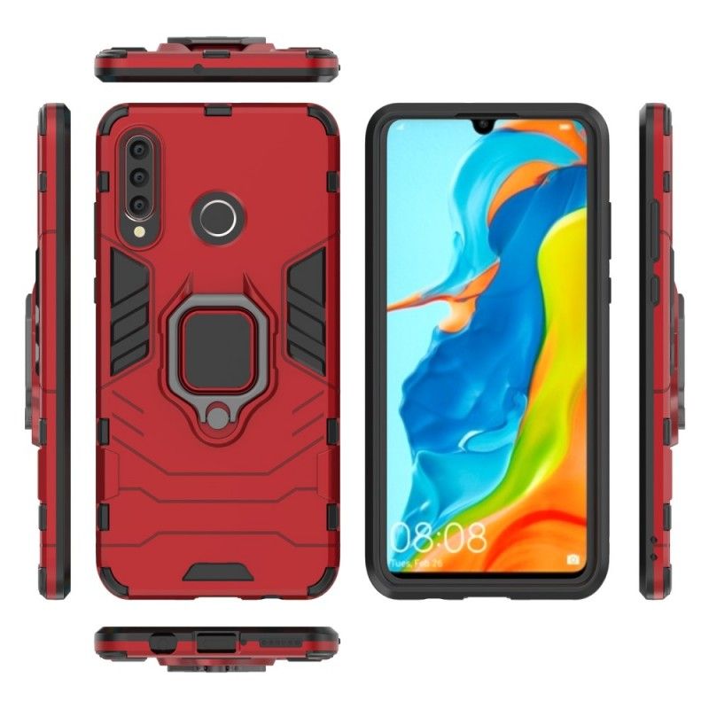 Etui Huawei P30 Lite Czerwony Czarny Pierścień Oporowy Etui Ochronne