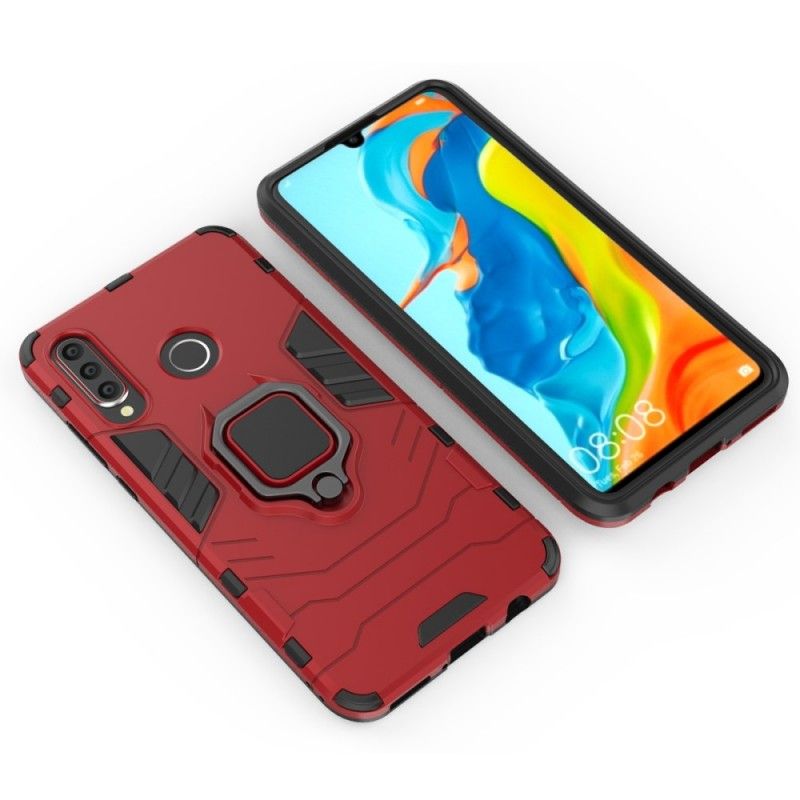 Etui Huawei P30 Lite Czerwony Czarny Pierścień Oporowy Etui Ochronne