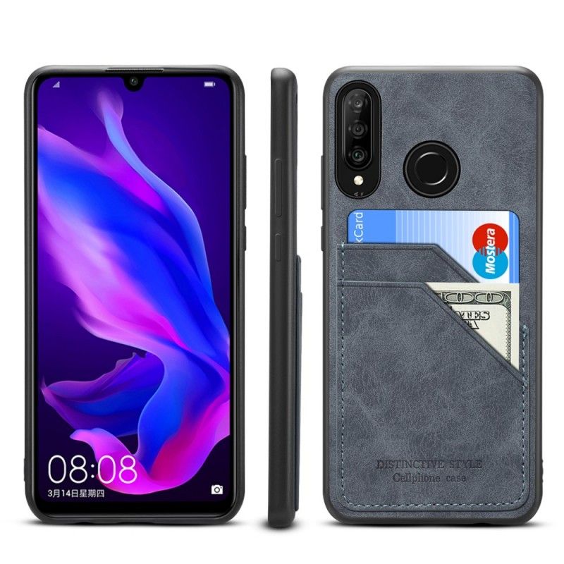 Etui Huawei P30 Lite Czerwony Szary Charakterystyczny Uchwyt Na Kartę