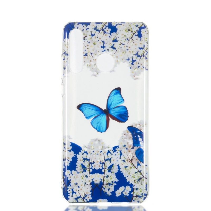 Etui Huawei P30 Lite Niebieski Motyl I Zimowe Kwiaty